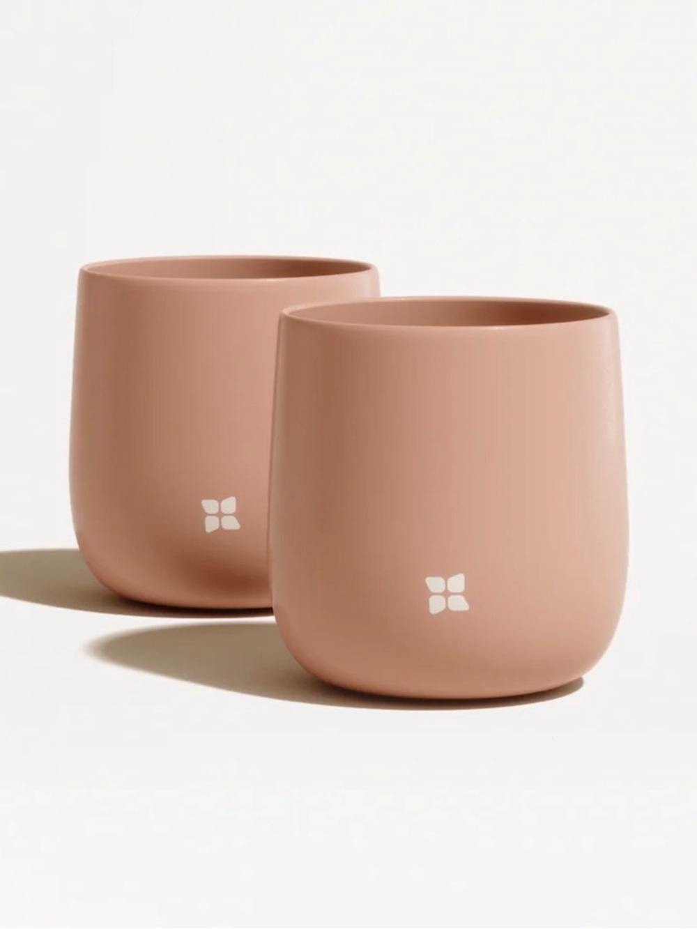 Waterdrop Porcelain Cups Set of 2-13 oz Pastel Orange Sleek Double Walled